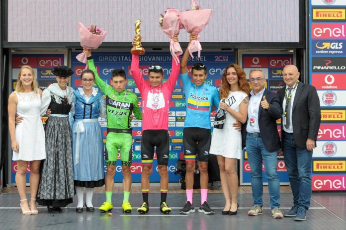 Podio Giro de Italia sub 23 (Camilo Ardila Einer Rubio y Juan Diego Alba)