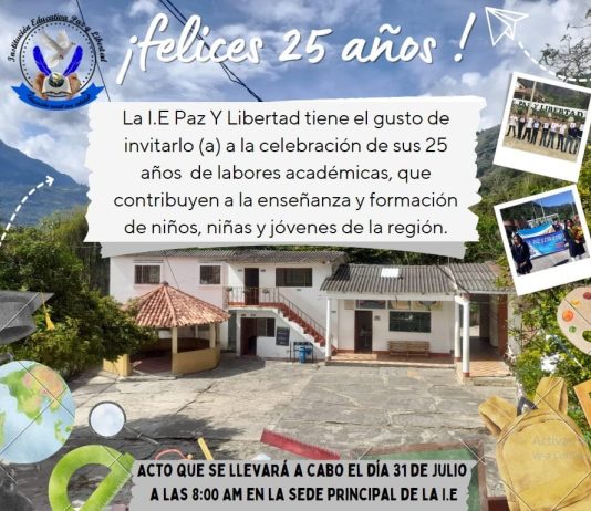 I.E. ‘Paz y Libertad’ de San Mateo celebrará sus 25 años