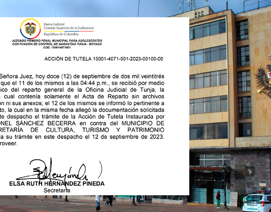Tutela para verificar el cumplimiento de la Convocatoria Estímulos de Tunja 2023