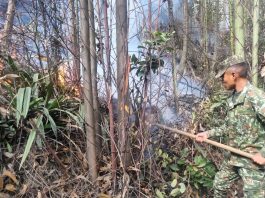 Ejército, en la línea de lucha contra incendio forestal en Samacá