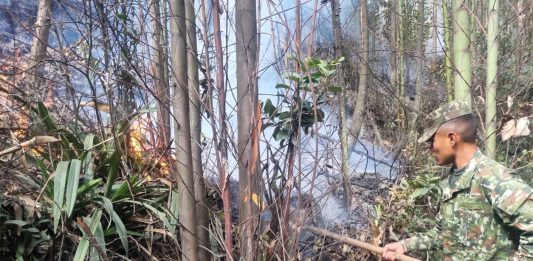 Ejército, en la línea de lucha contra incendio forestal en Samacá